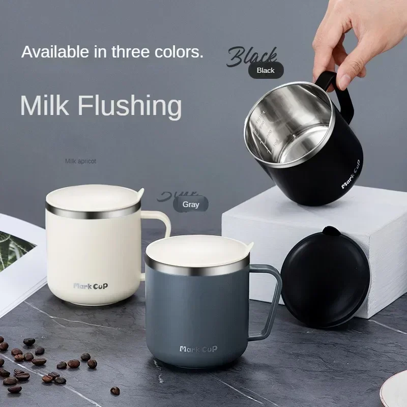 New 304 Stainless Steel Coffee Mugs Portable Cups Heat Insulation Anti-fall Thermos Mug Home with Cover and Handle Mug