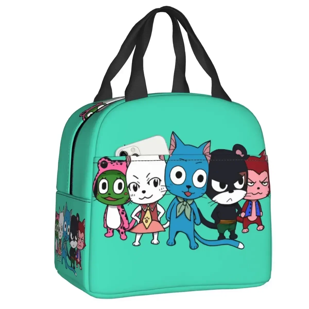 

2024 New Fairy Tail Cats Thermal Insulated Lunch Bags Women Cartoon Resuable Lunch Container For School Travel Storage Food Box