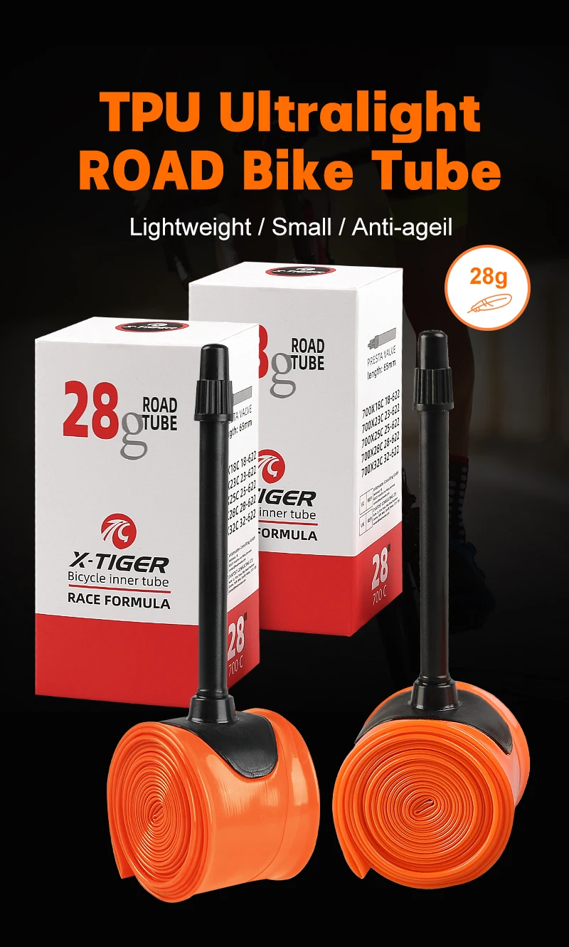 Description Picture 5 of itemX-TIGER Ultra Light 28g Bicycle Inner Tube 700X18 23 25 28 32C Road Mountain Bike TPU Tire 65mm Length French Valve Bike Accesso