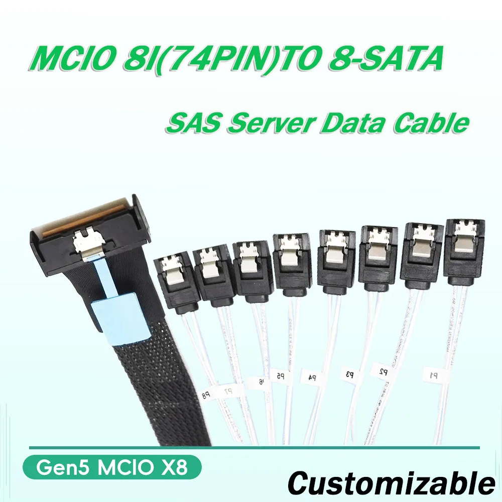 MClO X8 MCIO 8i 74P  To Dual SFF-8087 Cable PCIE5.0 Server Adapter Kabel Verbindingskabel Server Ada