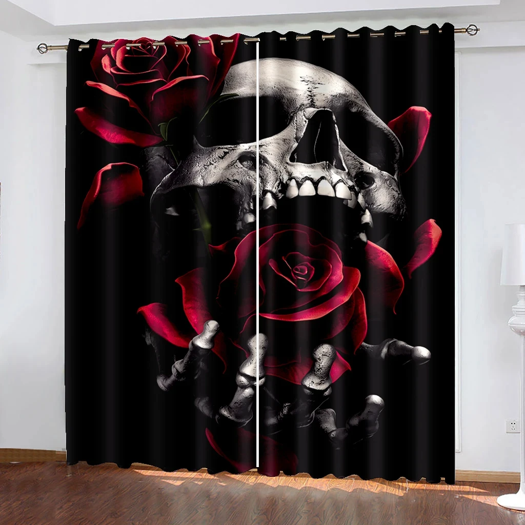 

Multicolor Skull Pattern High Blackout Curtains Living Room Drape Decorative Thick Shading Curtain Bedroom Curtains New Style