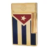 Cuba Gas Lighters Brass Lacquer Cuban Flag Smoking Accessories Tobacco Cigar Cigarette  Men Gift Collections Ding Sound 1