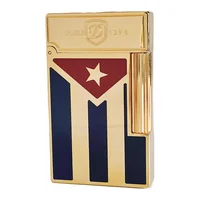 Cuba Gas Lighters Brass Lacquer Cuban Flag Smoking Accessories Tobacco Cigar Cigarette  Men Gift Collections Ding Sound 1