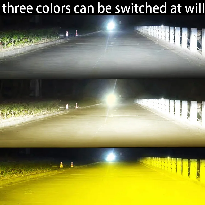 2 ชิ้น Dual 100 วัตต์ Highlight H4 LED H7 3 สีไฟหน้ารถหมอกไฟ 3000 พัน 4500 พัน 6500 พัน 100 วัตต์อัตโนมัติ Foglight โคมไฟ H1 H11 9005 1