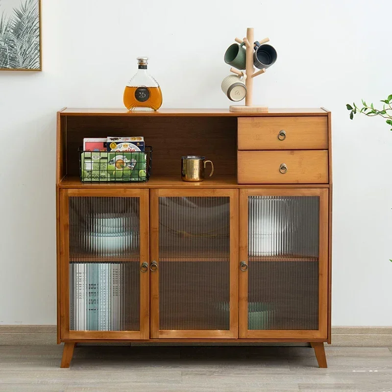 Vintage Glass Kitchen Storage Cabinets Pantry Display Full Cupboard Fixtures Dish Rack Cabinet Armario De Cocina Furniture