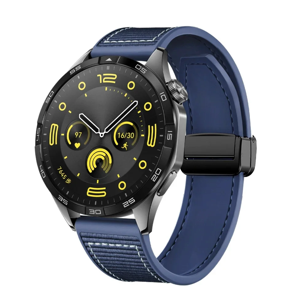 Universal 22mm Silicone & Nylon Woven Smart Watch Strap - Premium Design Bracelet