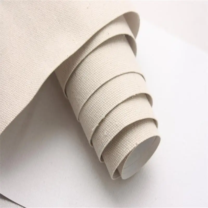 Quality blank linen blend canvas roll 482g 1.95m wide fine-medium texture