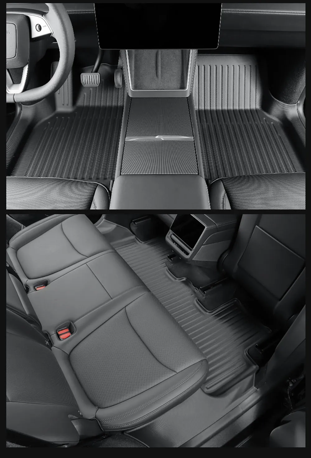 Floor Mat with Door Sill Strip For 2025 Tesla Model Y Juniper Launch All Weather TPE Trunk Cargo Liner Boot Mat Backrest Pad