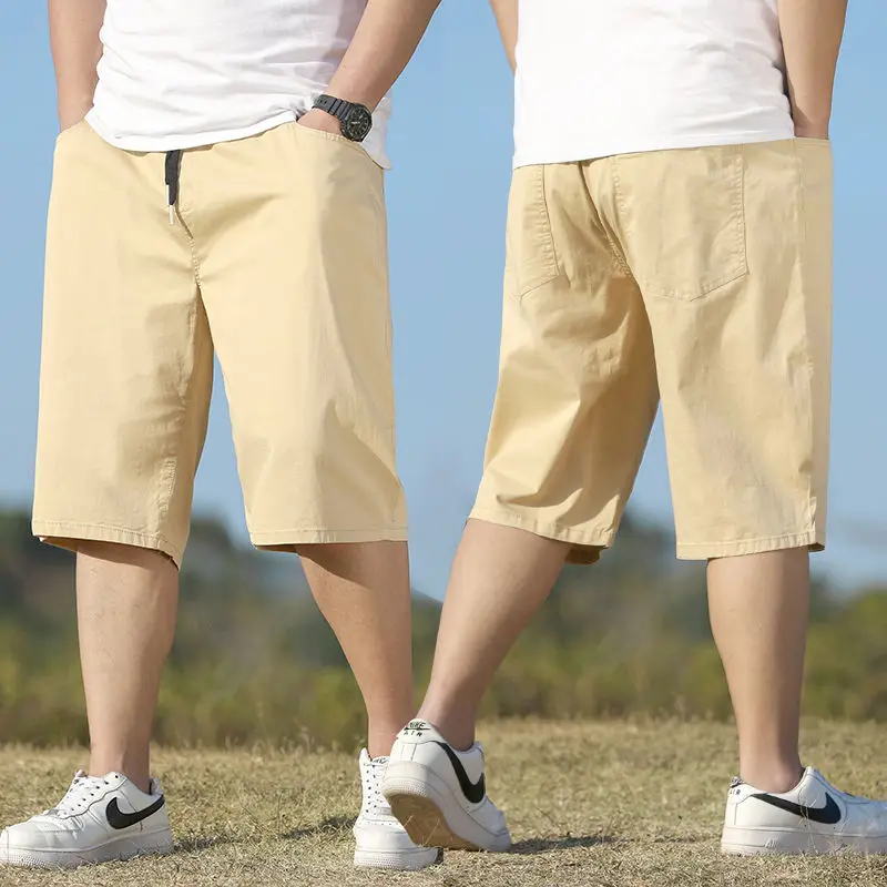 Elegant Fashion Harajuku Slim Fit Ropa Hombre Loose Casual All Match Sports Shorts Solid Pockets Thin Style Straight Leg Shorts