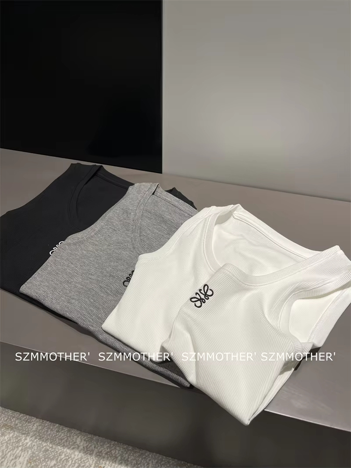 Spanish Hot Brand LOE2025 Spring and Summer Love Embroidery Daily Commuting Sports Slim-fit Vest Men's and Women's Same Vest