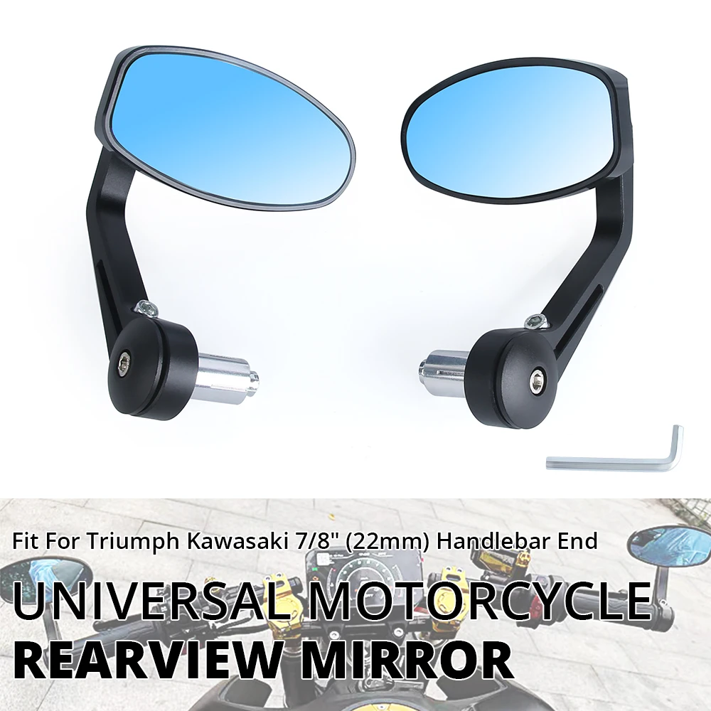 

2pcs/lot 7/8" 22mm Motorcycle Oval Rearview Mirrors Black CNC Bar End Side Mirror For Triumph Kawasaki Handlebar