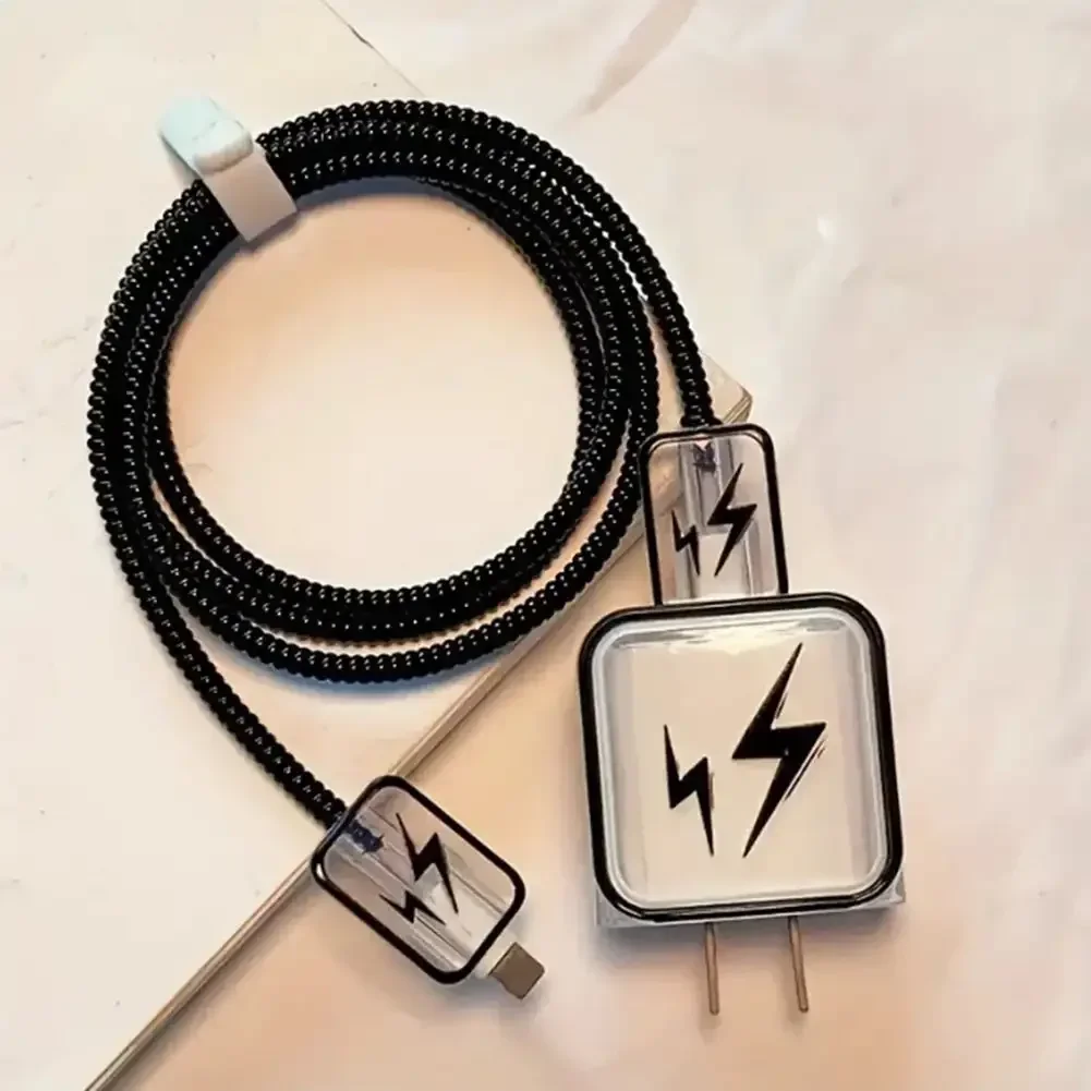 Elegant Creative Line Art Case with Charger Protector & Wire Winder