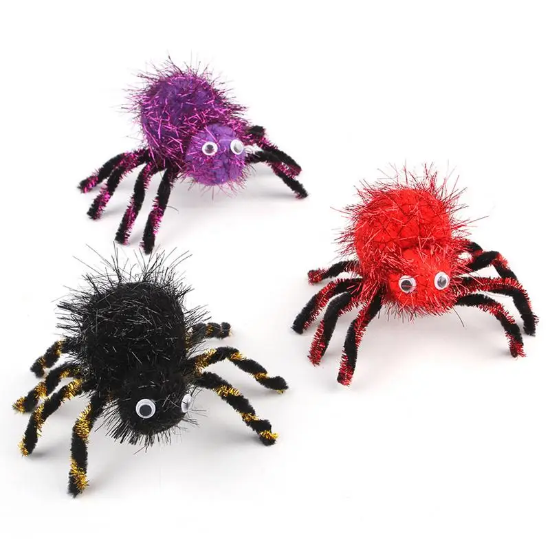 

Soft Spider Toys Soft Steel Vivid Tarantula Toy Colorful Multifunctional Gag Toys For Cats Halloween Supplies Prank Prop For