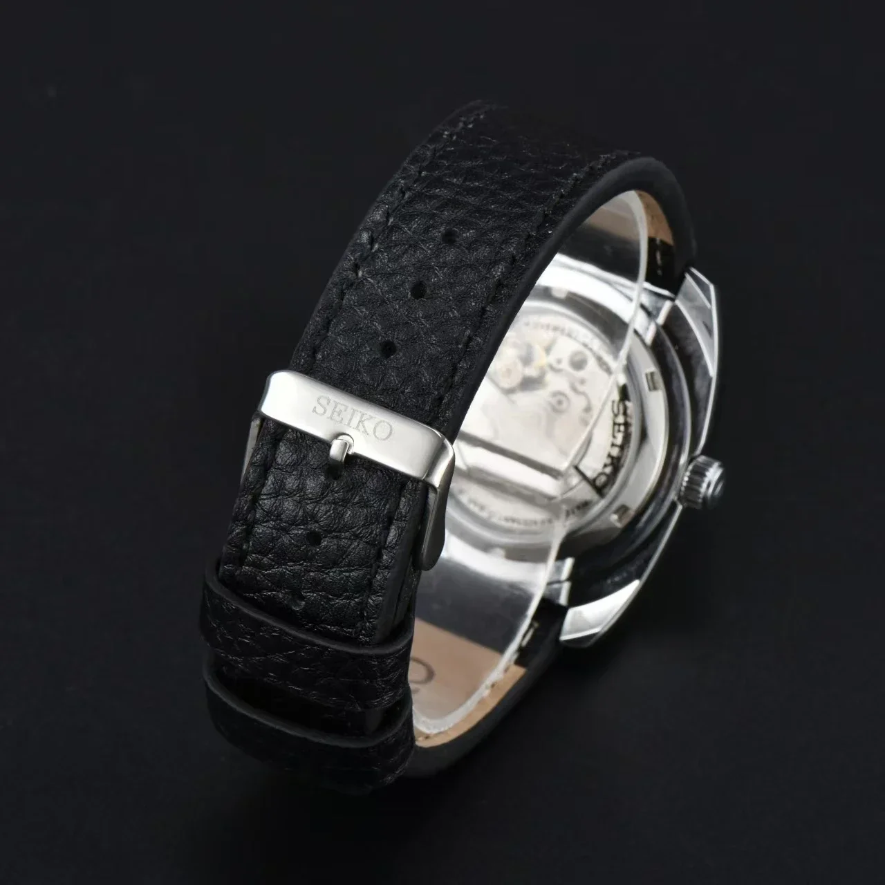 Men Automatic Watches Seiko Automatic Mechanical Watch Men's Casual Fashion Watch Wine Barrel Belt Retro Green Plate