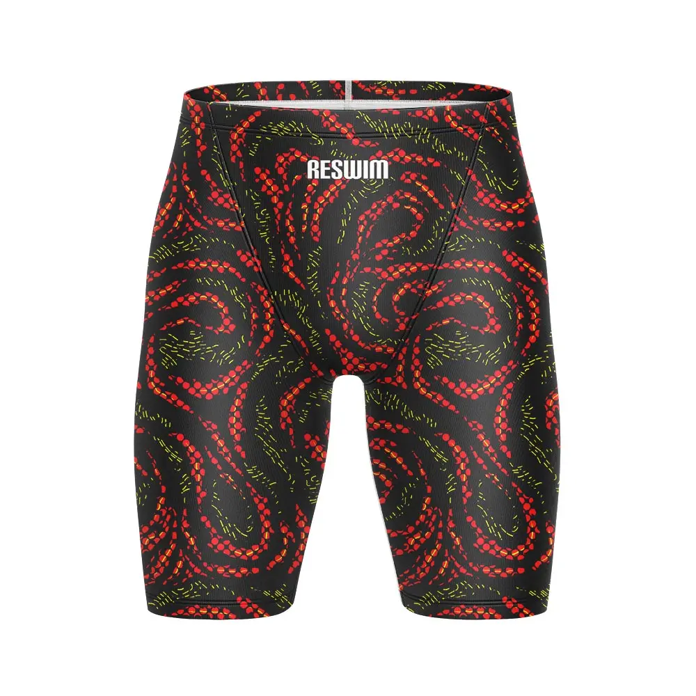 Men's Funny Swim Jammer Swimsuit, Athletic Practice Shorts, Knee-Length Swimwear, Swimming Trunks, Gym Beach Tights, Summer, New