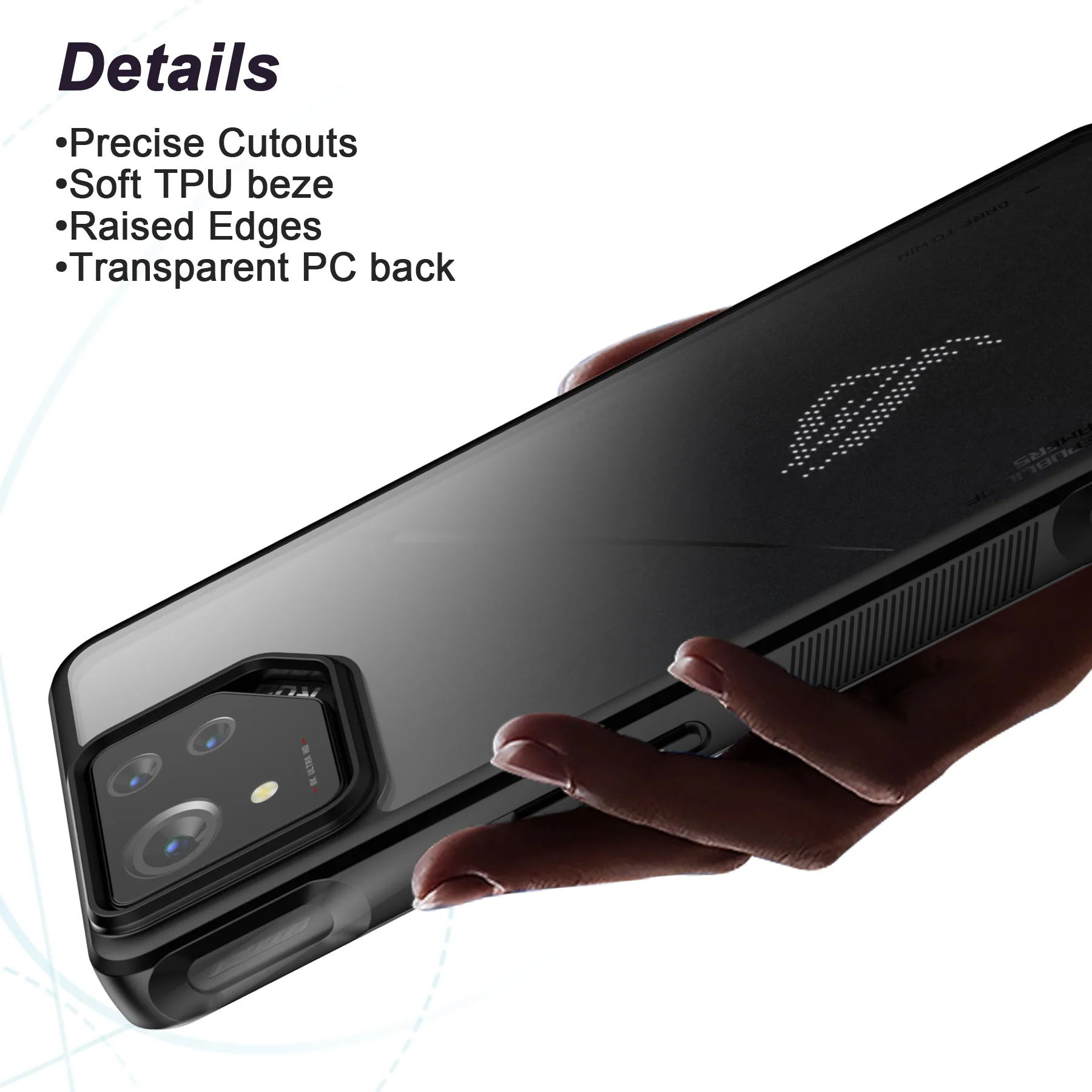 Feitenn for ASUS ROG Phone 8/8 Pro case - Translucent Matte Hard PC Back and Soft TPU Cushion, Shockproof Protective Case ROG8