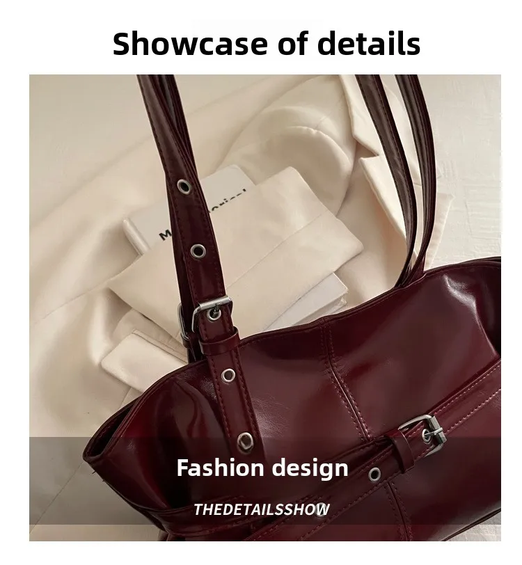Large Capacity Women’s Shoulder Bag Tote Commuter Bag Simple Vintage Cross-Border New Style Bag Versatile Sensation 2025