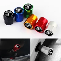 4Pcs Car Wheel Tire Valve Caps Cover Car Wheel Tire Stem Air Valve Caps for Tesla Model 3 Model S Model X Model Y Roadster WYE 1