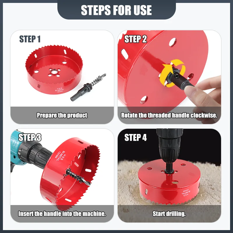 1PCS M42 Bi-Metal Hole Saw 102-220mm HSS Drill Bits Drilling Crown for Metal Iron Aluminum Stainless Wood Cutter Tools Hole Saws Drill Bits Drill Bit Drill Cutter