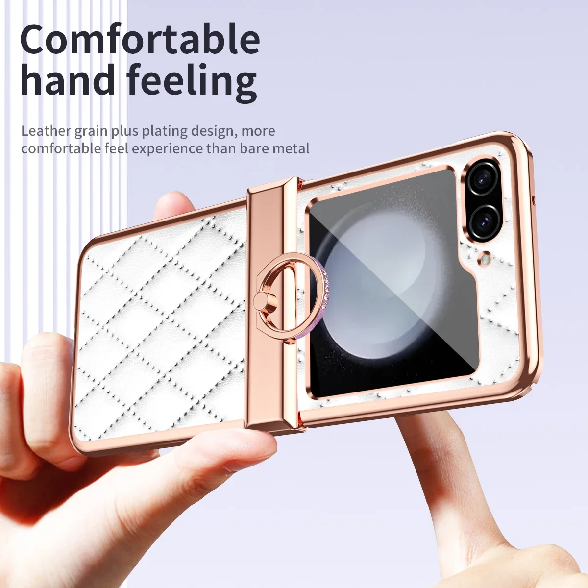 For Samsung Galaxy Z Flip 5 Luxury Leather Case with Finger Ring Stand Full Coverage Cover Case For Samsung Z Flip 5