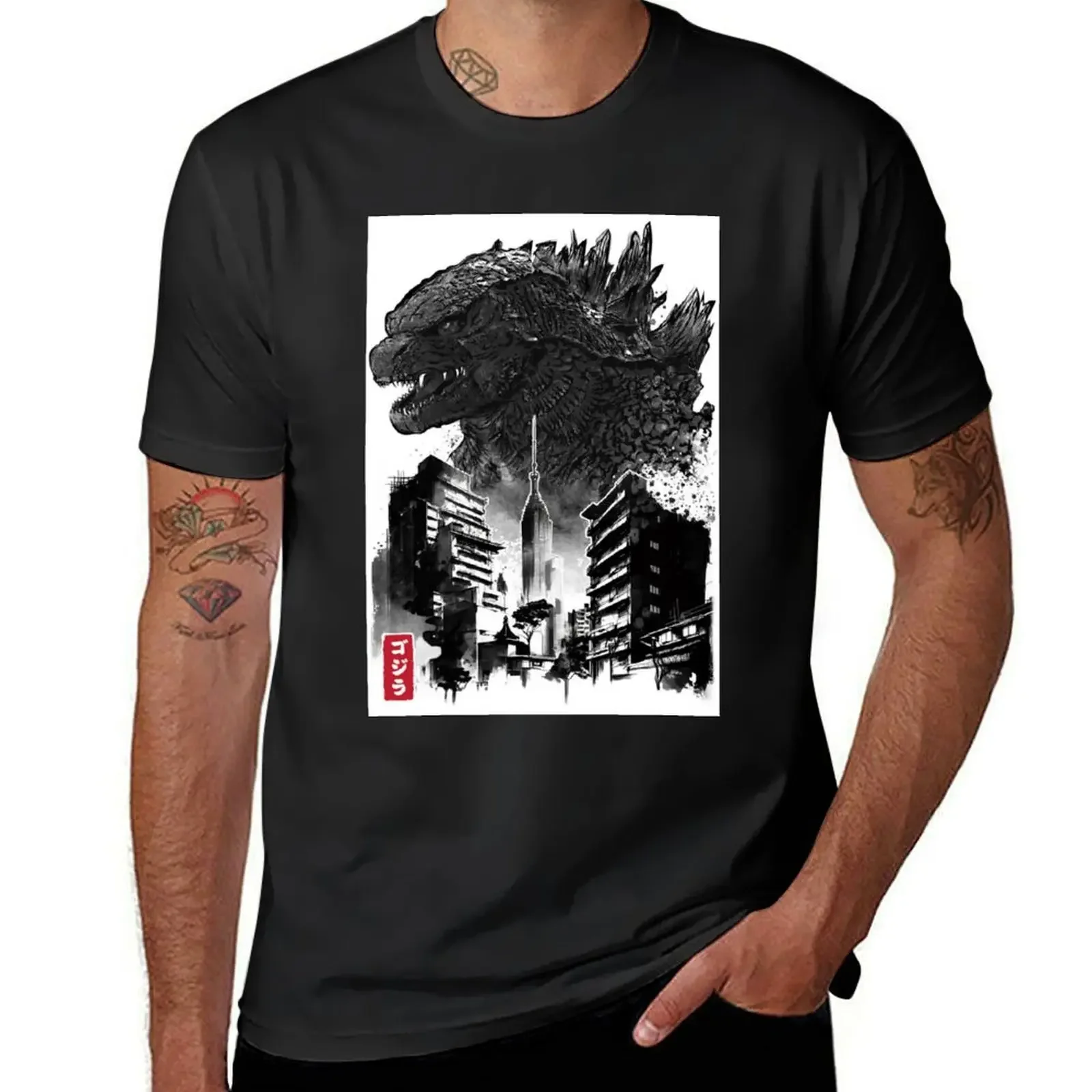 Футболка King Kaiyu sumi e мужская с принтом, одежда в стиле хиппи, винтажная аниме одежда для манги, дизайнерская одежда