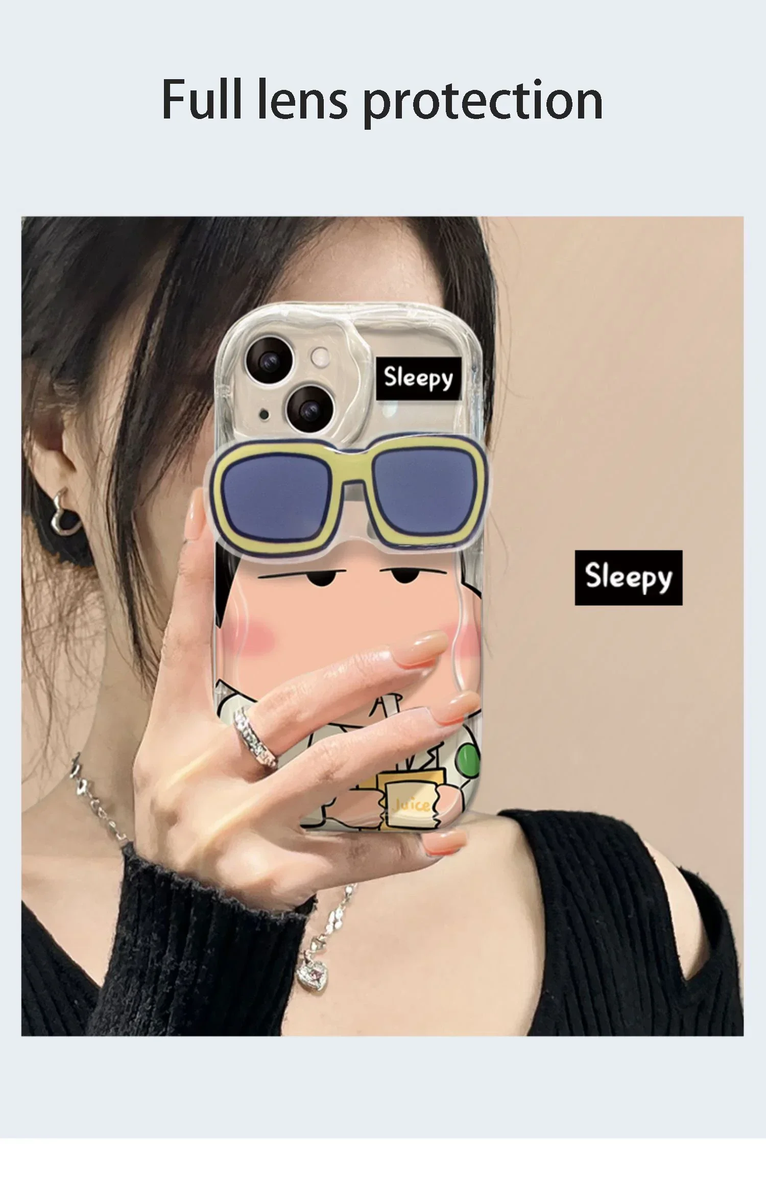 Crayon Shinchan Wave Case – Cute Silicone iPhone Cover with Glasses Support (iPhone 7–16 Series)