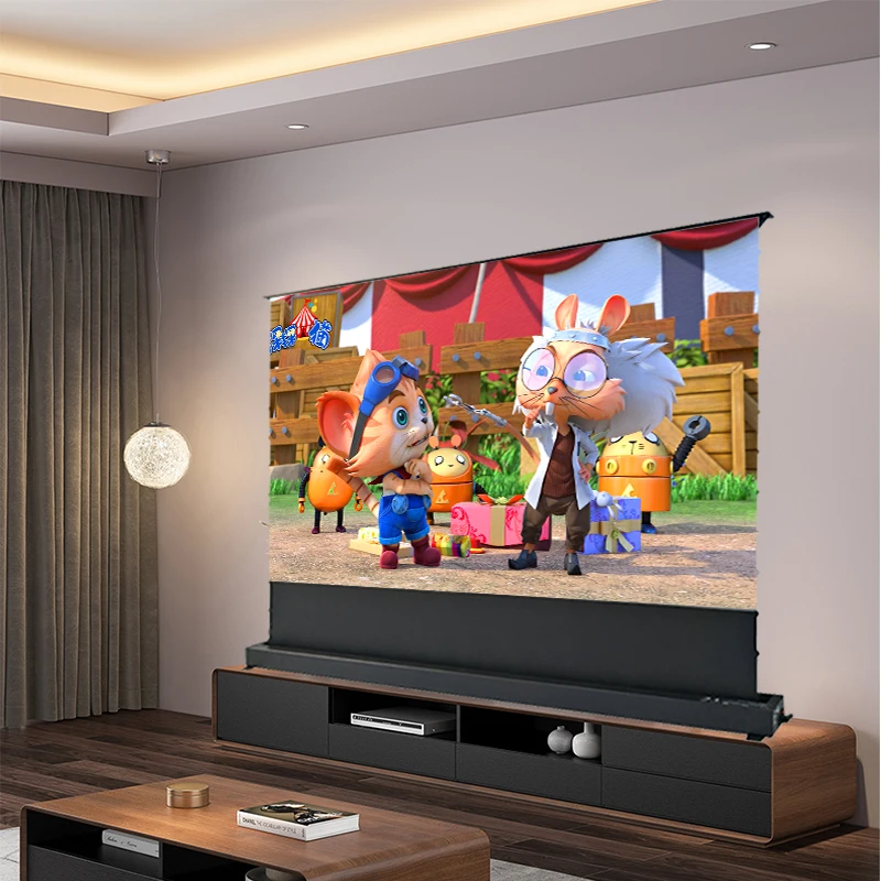 

Electric Cable Screen 100-Inch Projector Punch-Free Mobile Anti-Light Voice Automatic Lifting Ultra-Short Focus