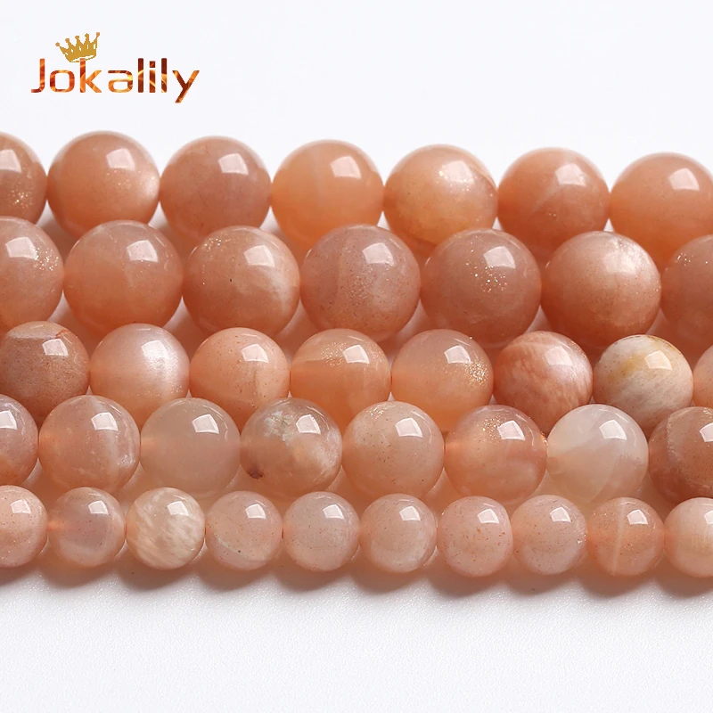 

Natural Orange Sunstone Beads Moonstone Quartz Round Loose Beads For Jewelry Making DIY Bracelets 4 6 8 10 12mm 15" AAA Quality