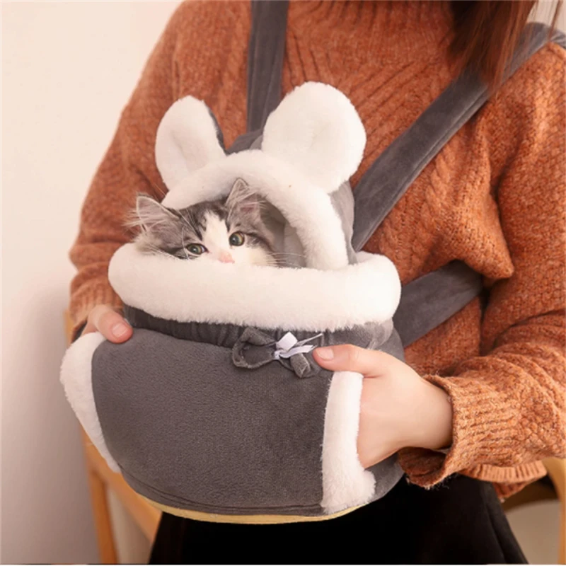 

Warm Pet Carrier Bag Small Cat Dogs Backpack Winter Plush Pets Cage for Outdoor Travel Pet Hanging Chest Bags 6kg Load-bearing