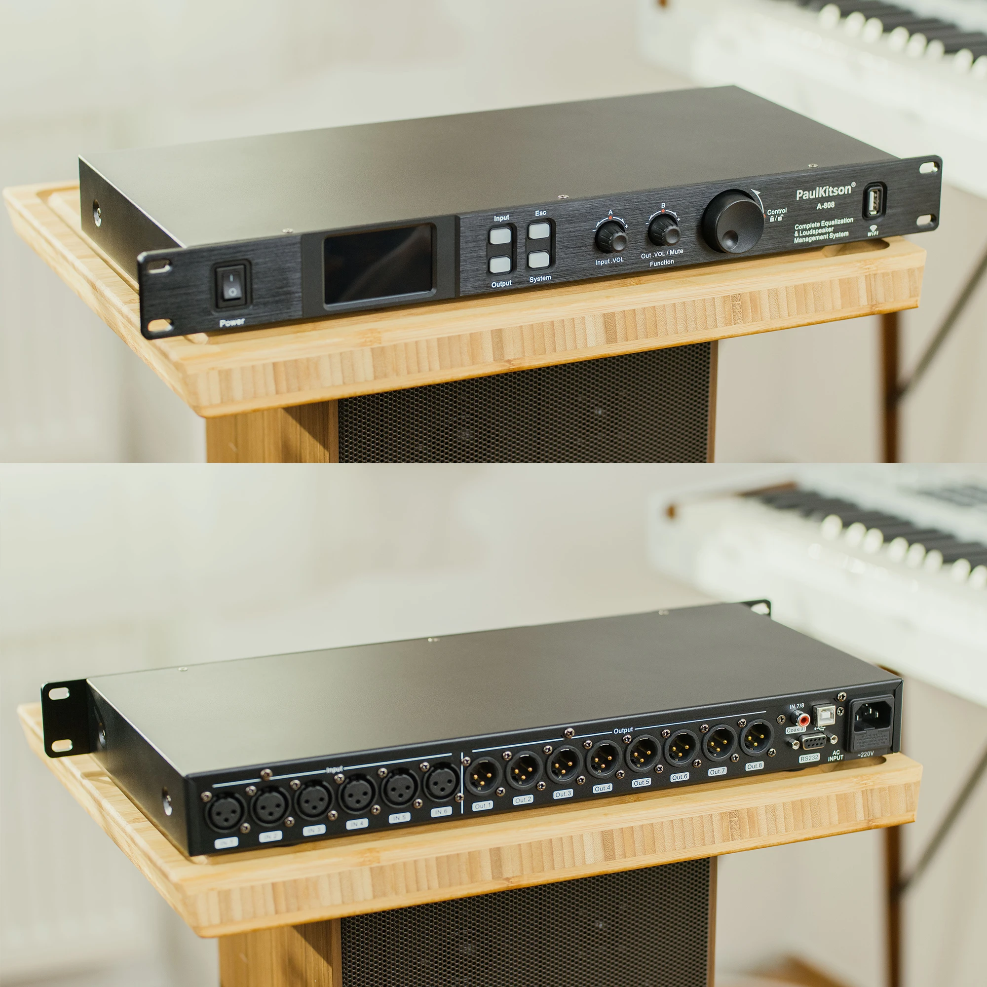 Paulkitson A808 Processor Digital Professional Audio Processor 8 In 8Out 32Bit DSP 7Band EQ Equalizer WIFI USB Without Noise