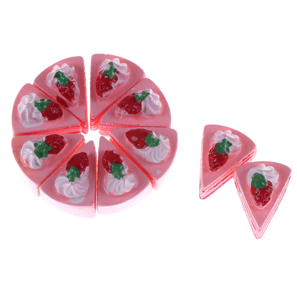 5pcs/10PCS Flat Back DIY Miniature Artificial Fake Food Cake Resin Cabochon Decorative Craft Play Doll House Toy Random Color