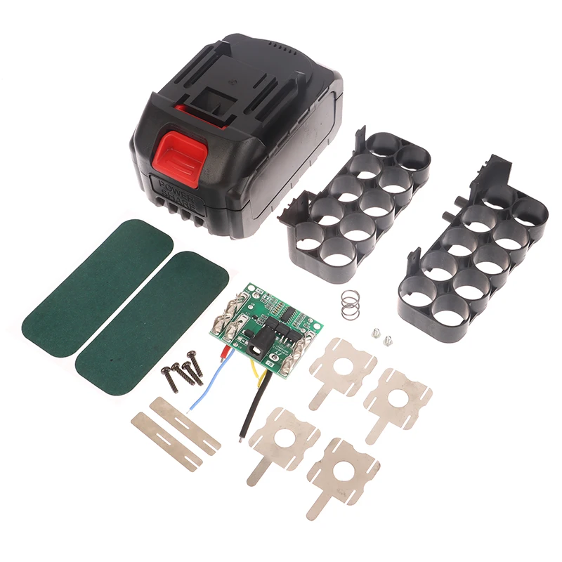 Nuovo【Custodia per batterie BMS 21V per utensili elettrici, scatola porta batterie per smerigliatrice angolare elettrica senza fili, custodia per batterie 18650 - Senza batteria】 - immagine 4