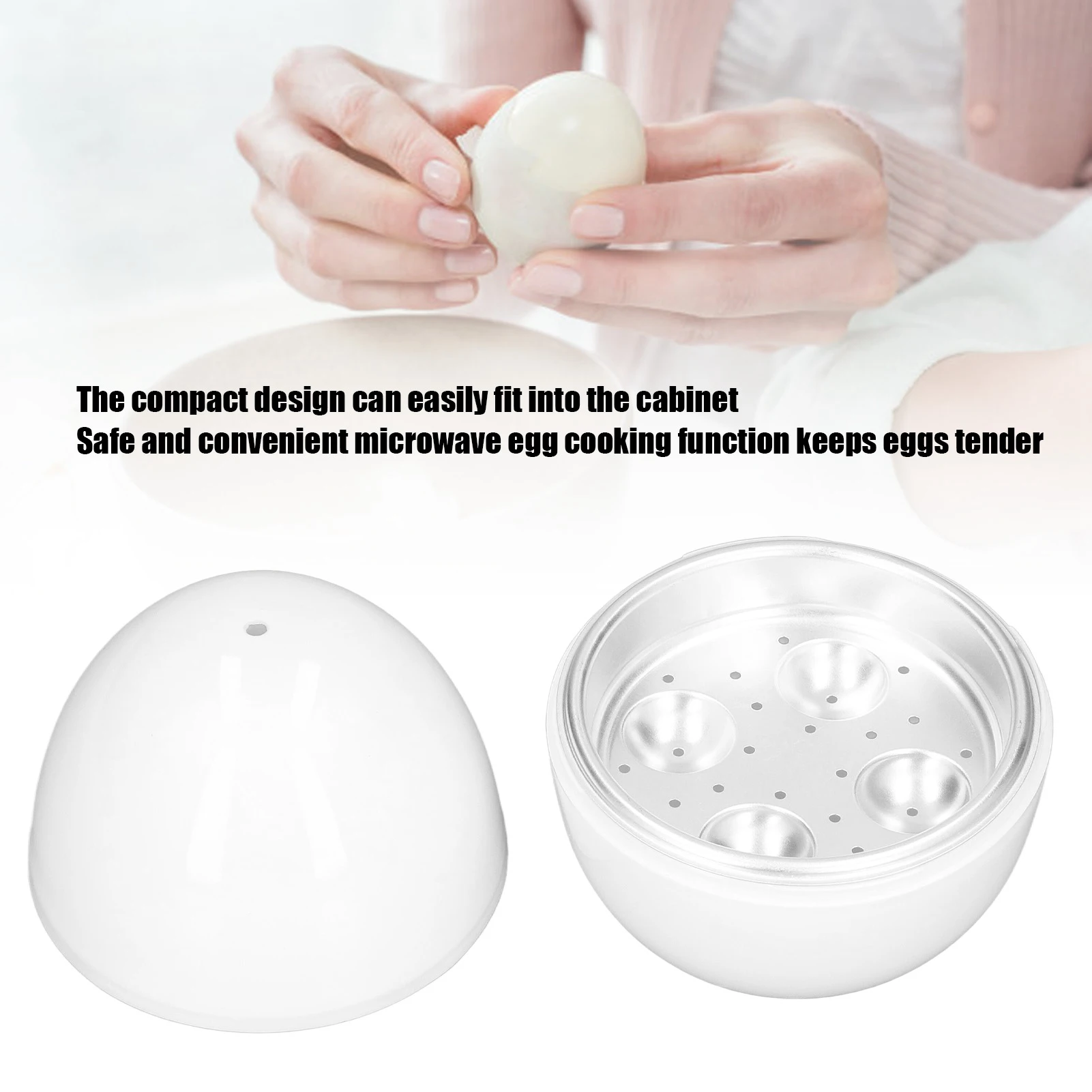 Egg Cooker Egg Boiler Hard Boiled Egg Cooker 4 Eggs Capacity Compact Design ABS Material Egg Shape Microwave Function Egg Boiler 2