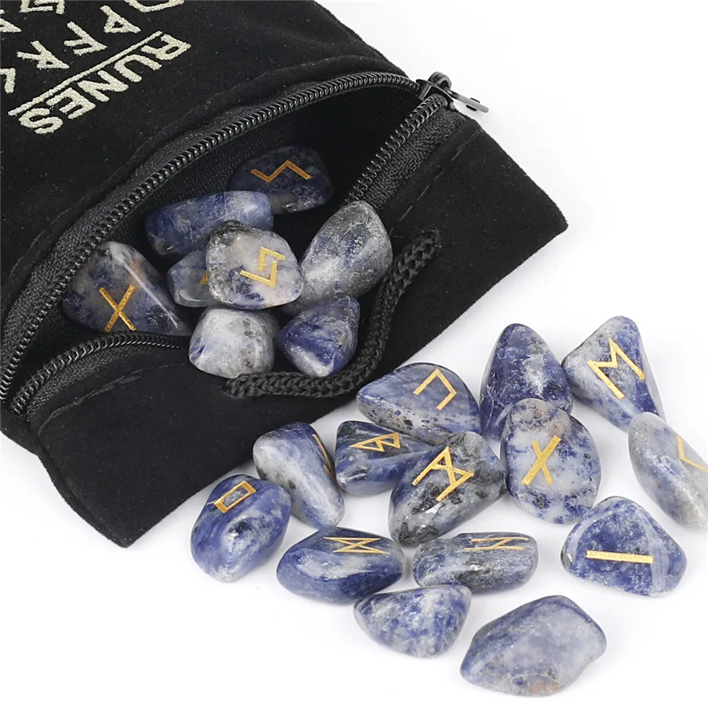 25PCS Rune Stones Divination Witch Runes Healing Fortune-Telling Energy Stone Meditation Natural Stones Irregular Crystals Reiki