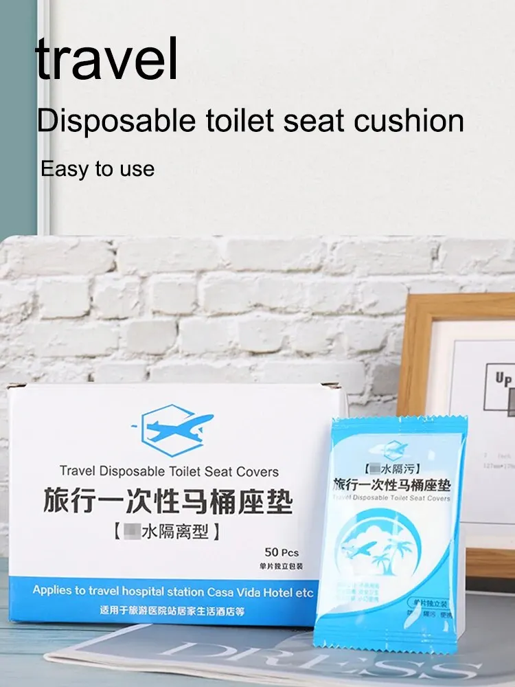 Toilet Seat Cover 50Pcs Disposable Plastic Waterproof Non Slip Individually Wrapped Travel Toilet Seat Protectors
