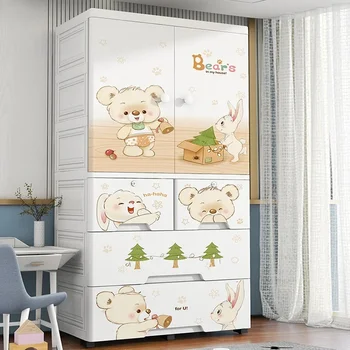 Armadio per bambini Armadio portaoggetti per bambini Extra-large allargato Armadio portaoggetti per vestiti ispessito Armadio per la casa in plastica larga 70 cm