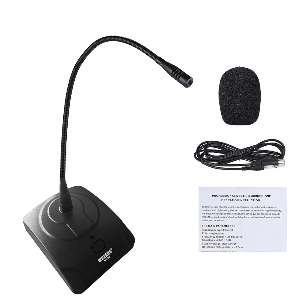 WEISRE Professional Wired Desktop Condenser Microphone Cardioid 10ft XLR-to-1/4 Electret Condenser Mic for Meeting Radio