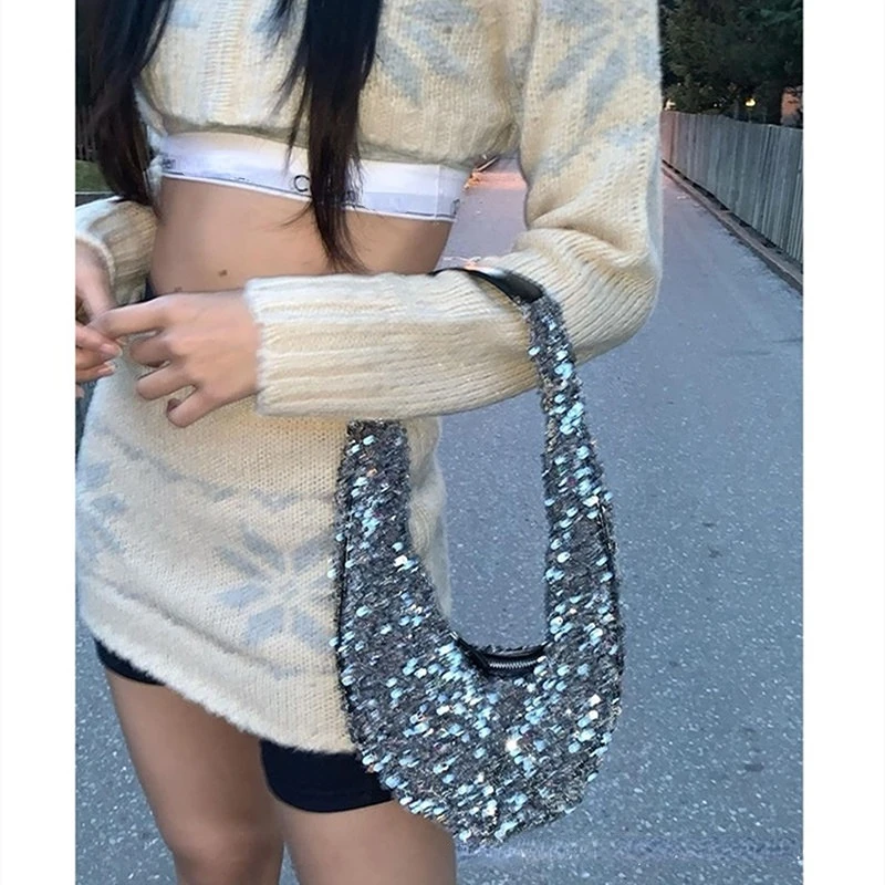 

Luxury Sequins Women Shoulder Bags 2023 Designer Handbags Fashion Shiny Large Capacity Tote Messenger Bag Lady Purse Shopper Bag