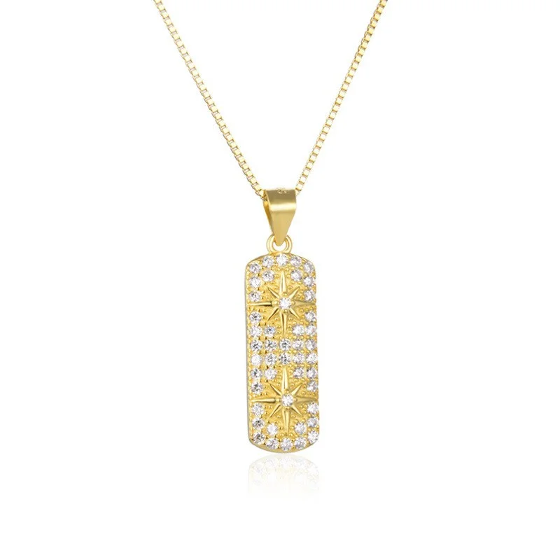 

Lefei Jewelry 925 Silver Fashion Trend Luxury Lovely Creative Diamond-set Star Rectangle Necklace Women Party Wedding Charm Gift