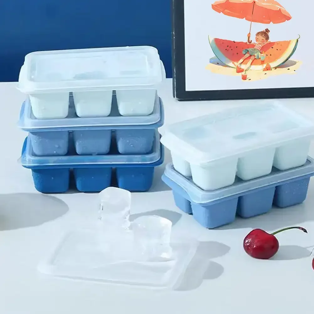 1PC Silicone Ice Cube Molds 6 Grid Trays Reusable Press Whiskey Ice Mold Ball Diamond Ice Mold Drinks Cooling Tools with Case