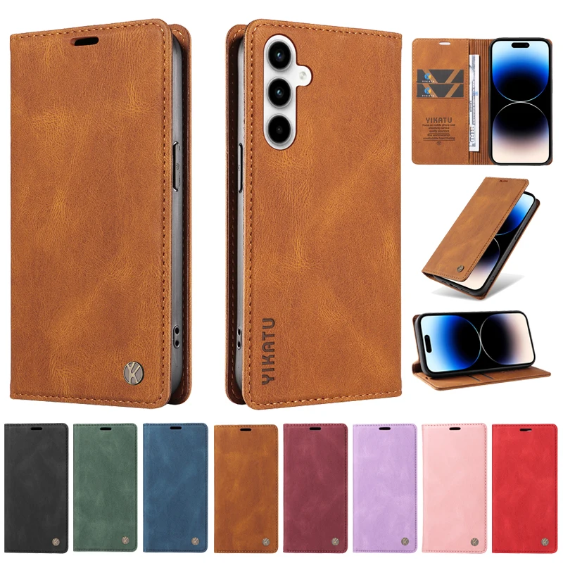 Luxury Leather Wallet Case with Magnetic Flip Cover