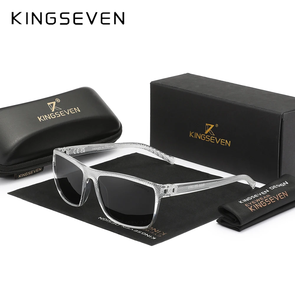 

KINGSEVEN прозрачные солнцезащитные очки для мужчин и женщин HD поляризация UV400 черные линзы TR90 противоскользящие прямоугольные очки с полной оправой