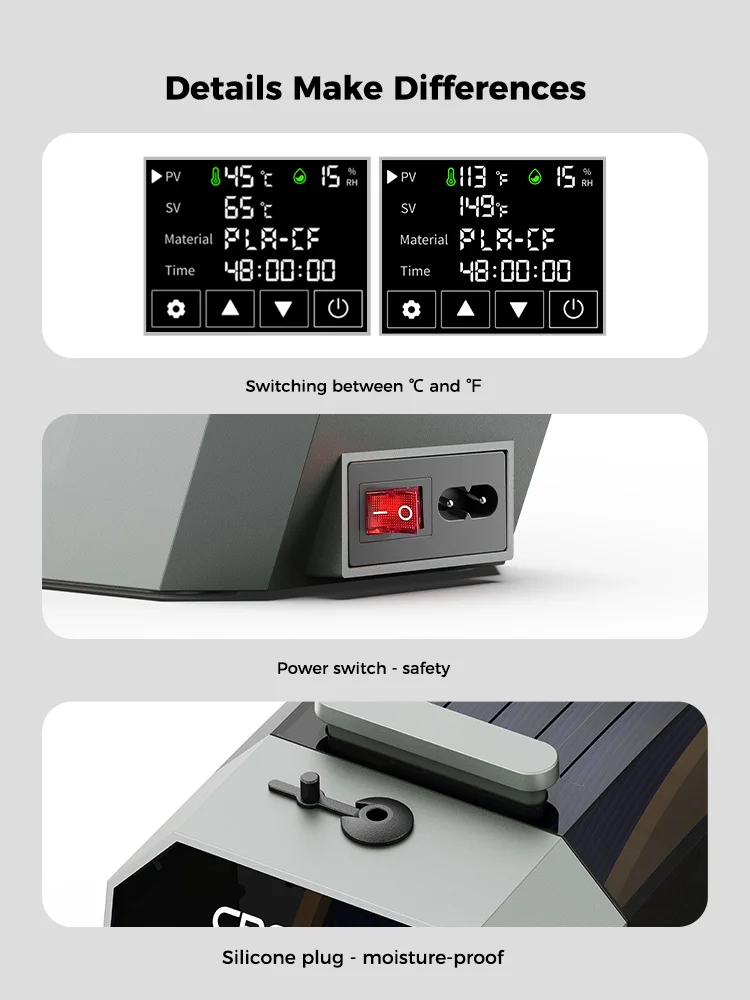 Creality Space Pi Filament Dryer Box Efficent drying Adjustable 45℃-70℃ 360° Hot-Air Heating For Creality K1 / Ender 3 V3 SE