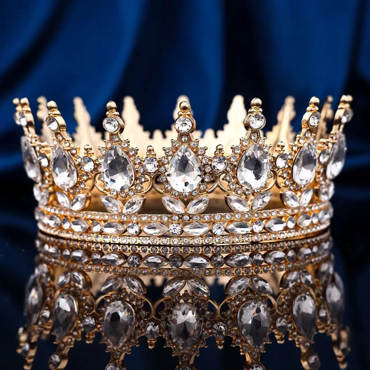 Europäische Mode Prinzessin Tiara Barock Kristall Vollkrone König Tiar Hochzeit Festzug Haarkleid Zubehör – Detail 4