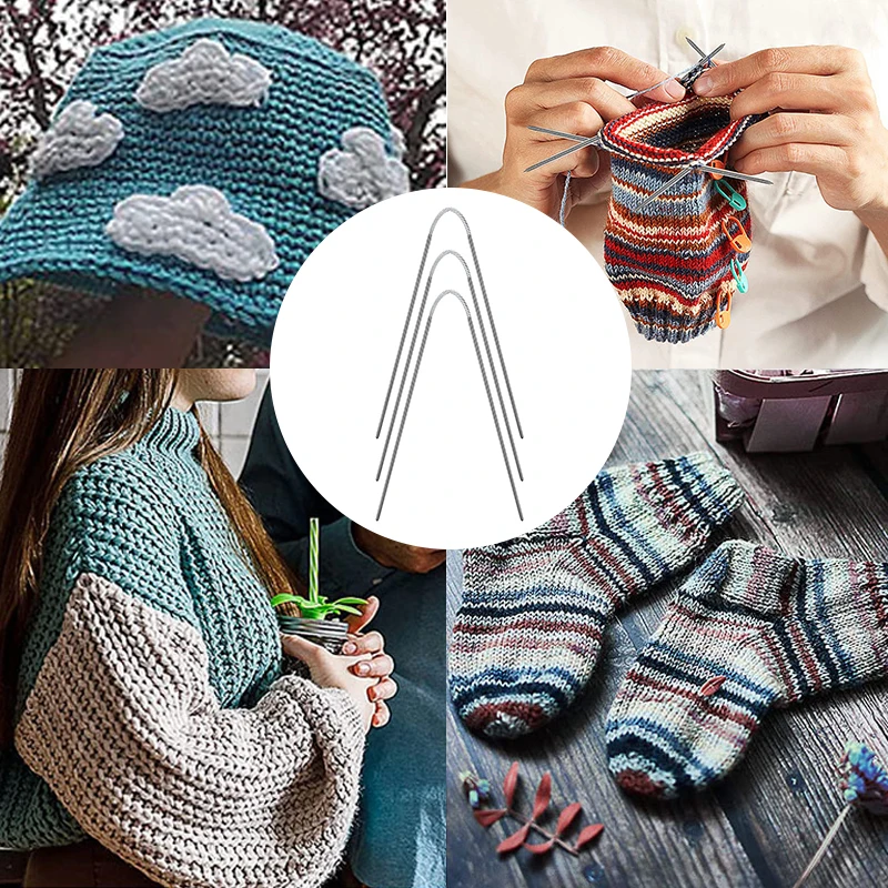 Circular Sock Knitting Needles Stainless Steel Mini Weaving Needlework Tools Wool Cotton Yarn Diy Knit Accessories 3pcs knitting needles weaving tools knitting supplies