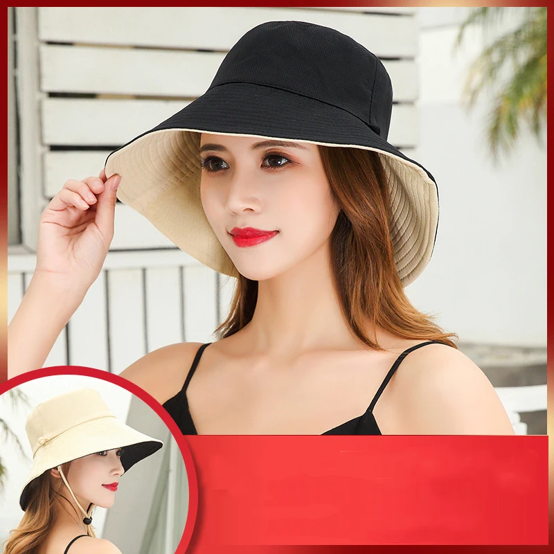 Sun Hat Women's Summer Face Cover Sunscreen Large Brim Sunshade Internet Celebrity Double-Sided And Versatile