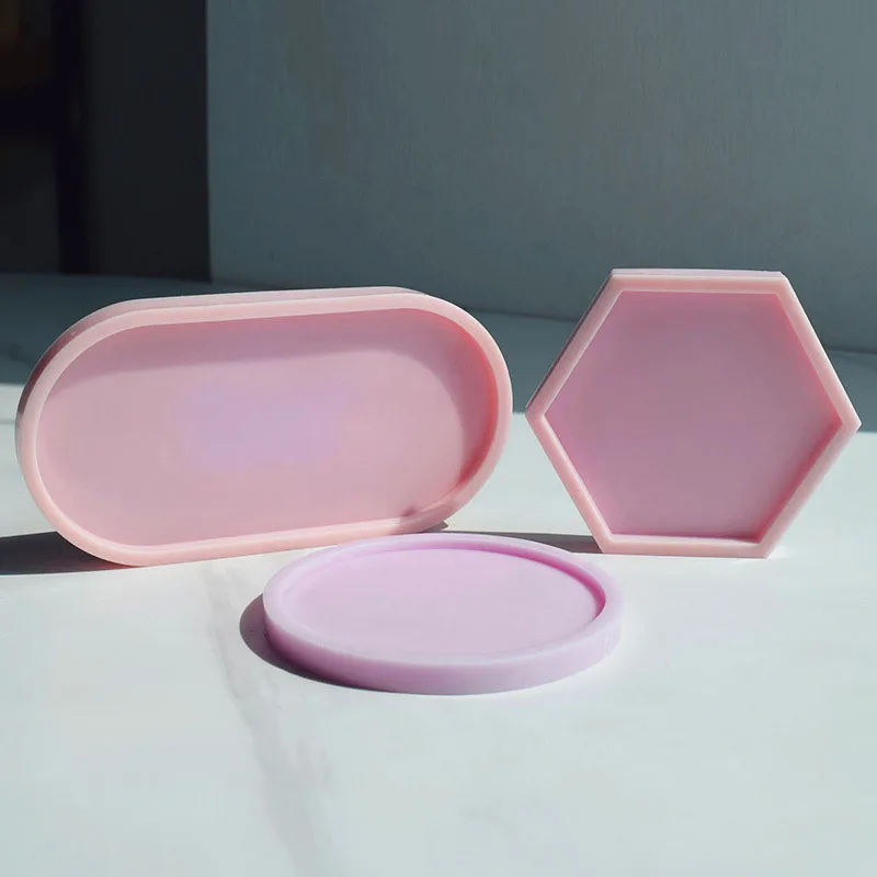 Geometric Coaster DIY Plaster Cement Tray Plate Mold Crystal Silicone Mold Polygon Epoxy Resin Pouring Home Decorations