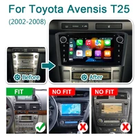Autoradio Android 15 7'' avec CarPlay sans fil pour Toyota Avensis T25 2002-2008, Android AUTO, Stéréo Bluetooth, Lecteur Multimédia 2 DIN 2
