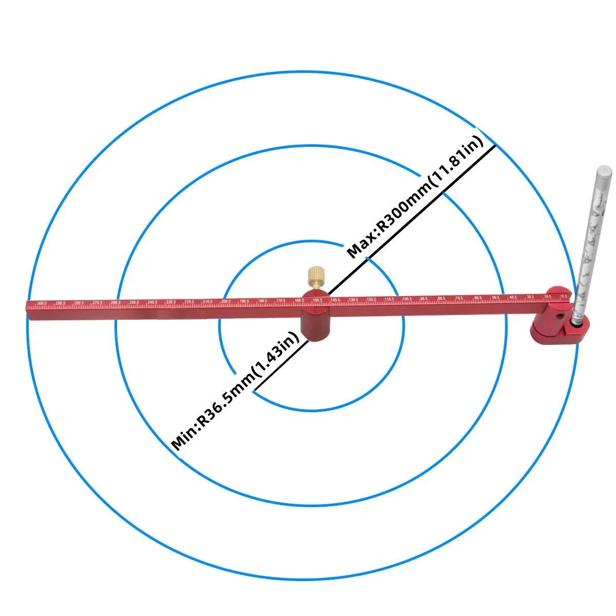 Measuring Ruler 300mm Adjustable Drawing Circle Aluminum Compass Scribe Center Finder Woodworking Fixed-Point Circle Line Marking Gauge