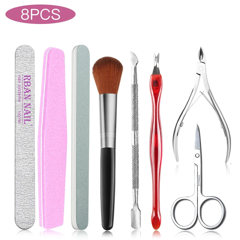 3/8Pcs Cuticle Nail Nipper Manicure Cutter Trimmer Cuticle Pusher Nail Care Tools Remover Scissors Nail Art Tool Set